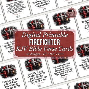 Firefighter Bible Verse Cards, Christian Gift, First Responder Fireman (Digital Download), Printable KJV Scripture Cards