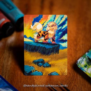 Arcanine hand painted Pokemon card - extended and altered pokemon card - custom pokemon card