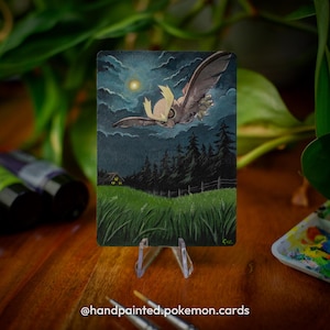 Tarjeta de Pokémon pintada a mano de Noctowl - Tarjeta de Pokémon extendida y modificada - Tarjeta de Pokémon personalizada - Noarfang - Noctuh