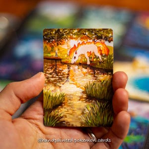 Carte Pokémon peinte à la main Ponyta - carte Pokémon étendue et modifiée - carte Pokémon personnalisée