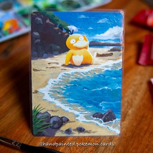Handgeschilderde Pokemon-kaart - uitgebreide en gewijzigde Pokemon-kaart - aangepaste Pokemon-kaart - Psyduck, Poliwag, Drowzee, Rowlet, Tangela en meer