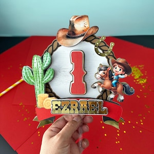 Cowboy 1st Birthday Cake Topper, Wild One Rodeo Party Decor, Western Theme for 1st Rodeo, Vaquero Birthday Party Decorations