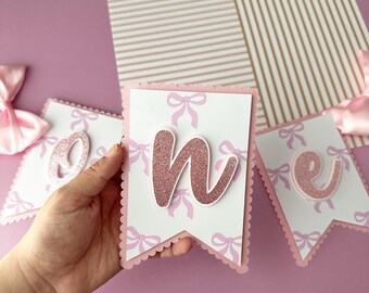 Roze Coquette Kinderstoel Banner, Onederful, Girl Just Wanna be One Thema, Decoraties voor het eerste verjaardagsfeestje, Strikjesthema