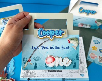 O-Fish-Ally One Activity Suitcases, feestartikelen met stickers en kleurplaten, decoraties voor een eerste verjaardag