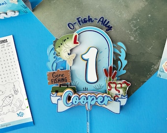 O-Fish-Ally One taarttopper, vissen thema eerste verjaardag, vis taarttopper, oceaan thema feestdecoraties, onder de zee 1e verjaardag,