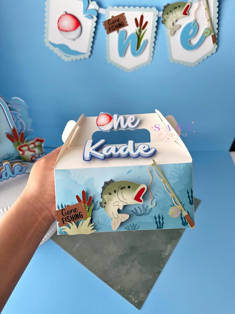 Fish Theme Raffle Box O Fish Ally One Candy Boxes, Fishing Theme First Birthday Favor Boxes ...