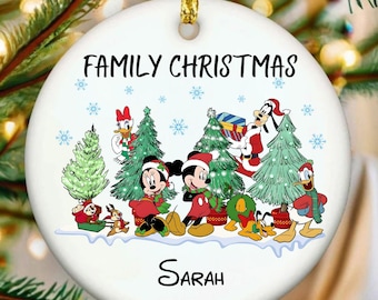 Personalized Disney Family Christmas Ornament with Mickey and Friends