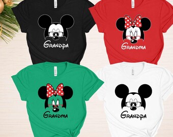 Matching Grandma and Grandpa Mouse Shirts for Family Christmas Trip
