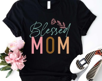 Blessed Mom bloemen T-shirt – Inspirerend Moederdagcadeau