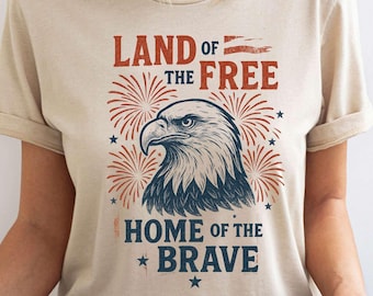 Vaterhaftes Adler-Grafik-T-Shirt: Land of the Free, Home of the Brave