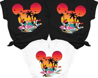 Retro Disney Summer Beach Shirt, Mickey and Friends Vacation Tee