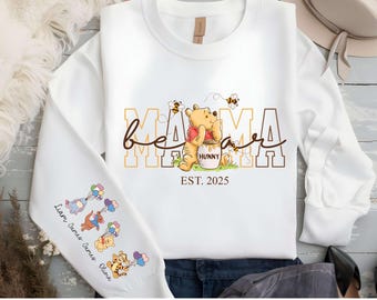 Aangepaste Mama Bear-sweater, Mama Est met kindernaam op mouw sweater, gepersonaliseerde moedersweater, nieuwe moeder T-shirt, Moederdag-sweater
