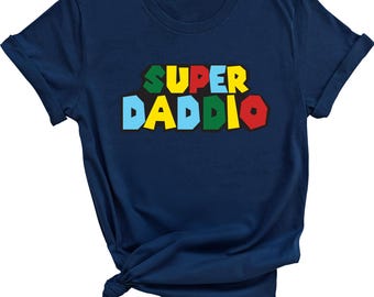 Gepersonaliseerde Super Daddio-T-shirt: vadercadeau retro gamer