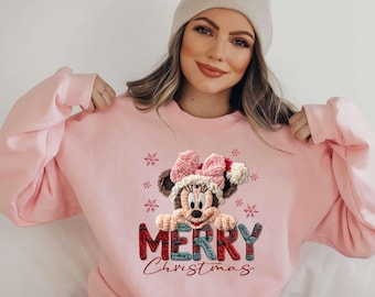 Minnie Mouse Santa Hat Sweatshirt for Disney Christmas Trip