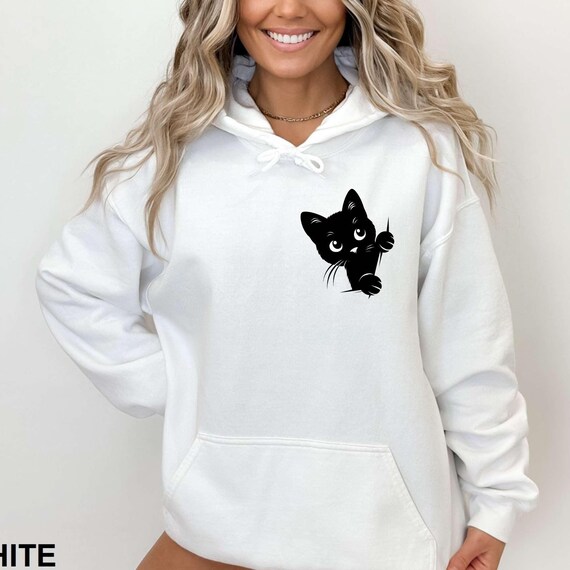 Peeking Black Cat Sweatshirt,Cute Cat Tee, Minimalist Cat Lover Design,Funny Cat Mom Gift, Cozy Cat Lover Sweatshirt,Cat Mom Tee,Cats Lover
