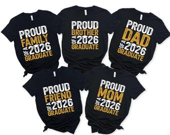 Afstudeershirts voor trotse familie, bijpassende outfits klasse 2026