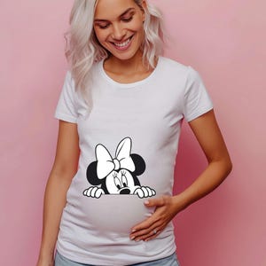 Disney-Inspired Peek-A-Boo Maternity Shirt, Cute Mickey , Minnie Pregnancy Reveal Tee, Baby Announcement , Birthday Gift for Moms-to-Be