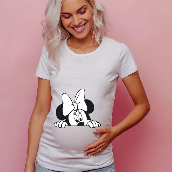 Chemise de maternité Peek-A-Boo Minnie Mouse : t-shirt pour faire-part de grossesse