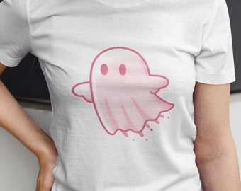 Pink Ghost T-Shirt: Kawaii Pastel Goth Graphic Tee