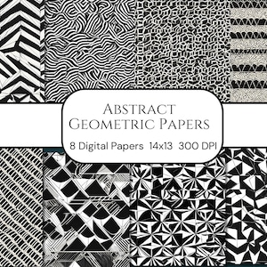 Papier Set Abstrakt Geometrische Form Schwarz Weiß Papier Muster Pack Digitales Papier Für Basteln Scrapbook Journal Decoupage