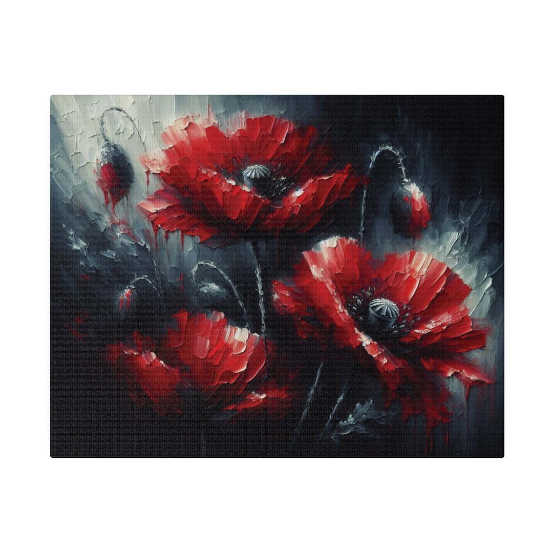 Red Poppy Canvas Print: Modern Botanical Wall Art - Etsy