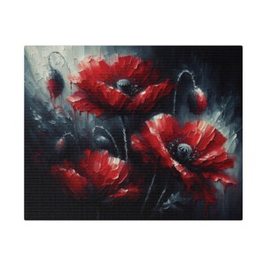 Red Poppy Canvas Print: Modern Botanical Wall Art