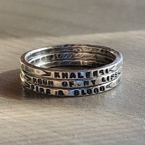 Khaleesi Ring,Game of Thrones Ring,Game of Thrones Jewelry,Stamped Silver Rings,Customizable Ring,Hypoallergenic Rings,Stackable Silver Ring