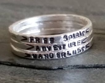 Stamped Silver Rings,Customizable Rings,Hypoallergenic Rings,Stackable Silver Rings,Customizable Mom Ring,Pure Silver Ring,Silver Mom Ring