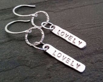 Lovely Earrings,Silver Earrings,Customizable Earrings,Charm Earrings,Custom Name Earrings,Custom Charm Earrings,Hypoallergenic Earrings