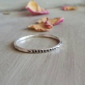 Sassenach Ring,Outlander Ring,Outlander Jewelry,Sassenach,Stamped Silver Rings,Customizable Ring,Hypoallergenic Rings,Stackable Silver Rings image 2