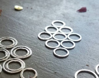 Small Handmade Solid Pure Silver Knit Sock Stitch Markers for needles up to 4mm (U.S. size 6), set of 9