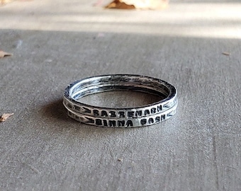 Sassenach Ring,Outlander Ring,Outlander Jewelry,Sassenach,Stamped Silver Rings,Customizable Ring,Hypoallergenic Rings,Stackable Silver Rings