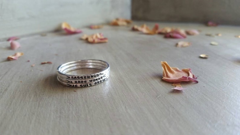 Sassenach Ring,Outlander Ring,Outlander Jewelry,Sassenach,Stamped Silver Rings,Customizable Ring,Hypoallergenic Rings,Stackable Silver Rings image 4