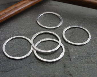 Large Handmade Solid Pure Silver Knit Stitch Markers for needles up to 10mm (U.S. size 15), set of 5