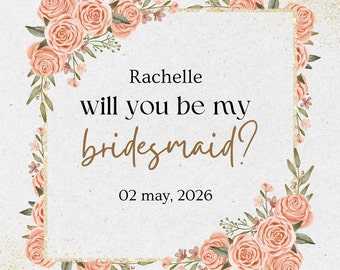 Willst du meine Brautjungfernkarte sein, digitale Hochzeitskarte, Antragskarte zur Hochzeit, Brautjungfern-Antragskarte, digitale Hochzeit, personalisiert