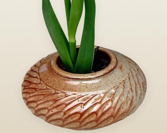 7" Ikebana Vase - Carved Design "Made to Order"