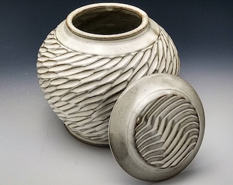 White/Gray Lidded Urn - Made to Order