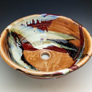 Large Handmade Pottery Vessel Sinks, Shino with layered glazes- Made to Order