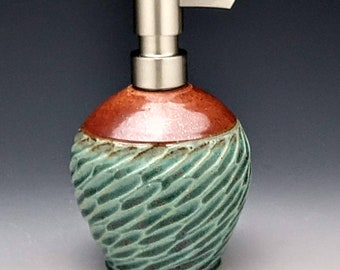 Aqua & Earthtone Soap Dispenser, Lotion Pump Short Design with Metal Dispenser Pump. Choose your colors " Made to Order"