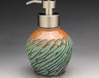 Aqua & Earthtone Foaming Soap Dispenser,  Black, Bronze Tone or Silver Tone Stainless  Steel Dispenser Pump "Made to order"