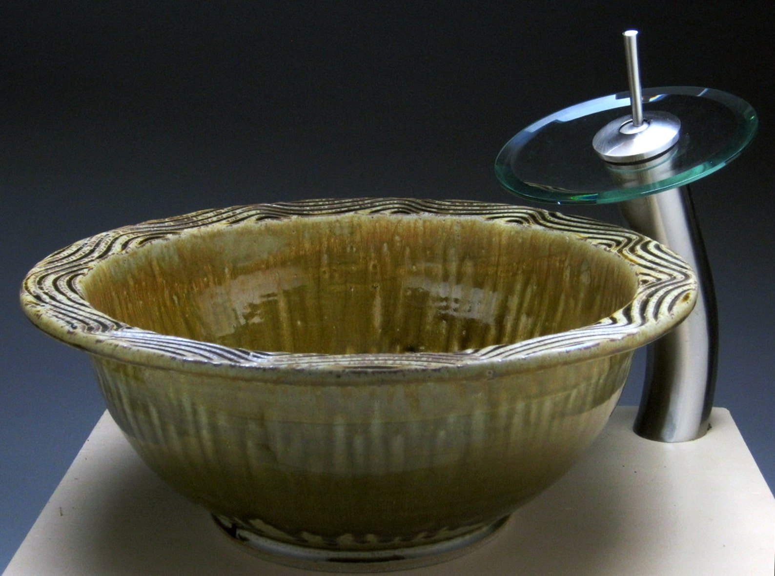 Sculpted Bathroom Sinks Reference: Handmade Sculpted Ceramic Vessel Sink Or Drop In Sink With