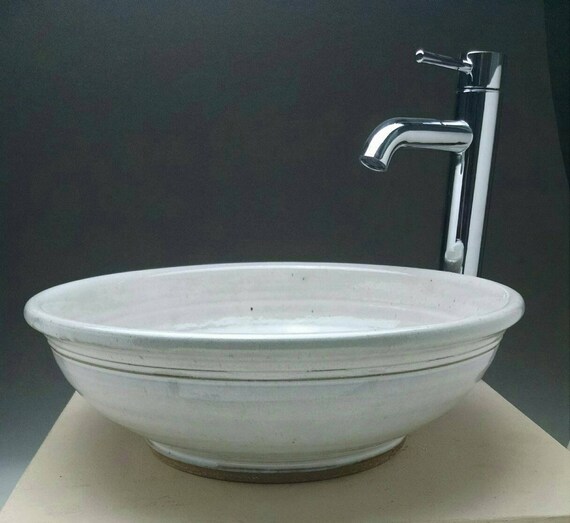 Handmade 15 3 4 X 5 Pottery Vessel Sink Designed For Your Bathroom Remodeling Ready To Ship