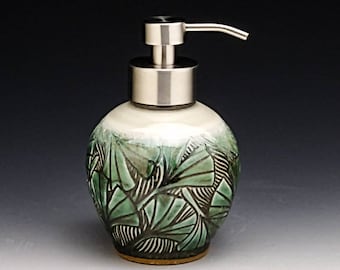 Foaming Soap Dispenser, Ginkgo Leaf Design with Bronze or Stainless  Steel Dispenser Pump. "Made to Order"