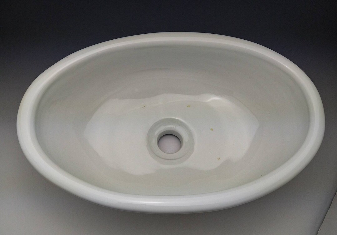 Porcelain White Oval Handmade Pottery Vessel Sinks Designed Etsy
