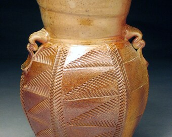 Hexagonal WoodFired Stoneware Vase - Ready to Ship