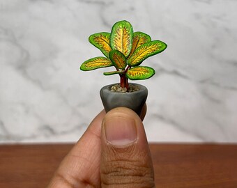 Handgemaakte miniatuur Aglaonema-plant – poppenhuisplant schaal 1/12
