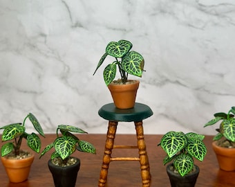 Handgemaakte miniatuur anthuriumkristalplant – poppenhuisplant schaal 1/12