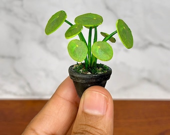 Handgemaakte miniatuur paalplant – poppenhuisplant schaal 1/12