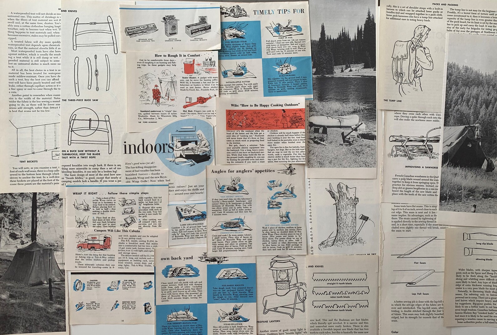 Vintage CAMPING Ephemera Collage Kit Paper Pack Mid Century Etsy