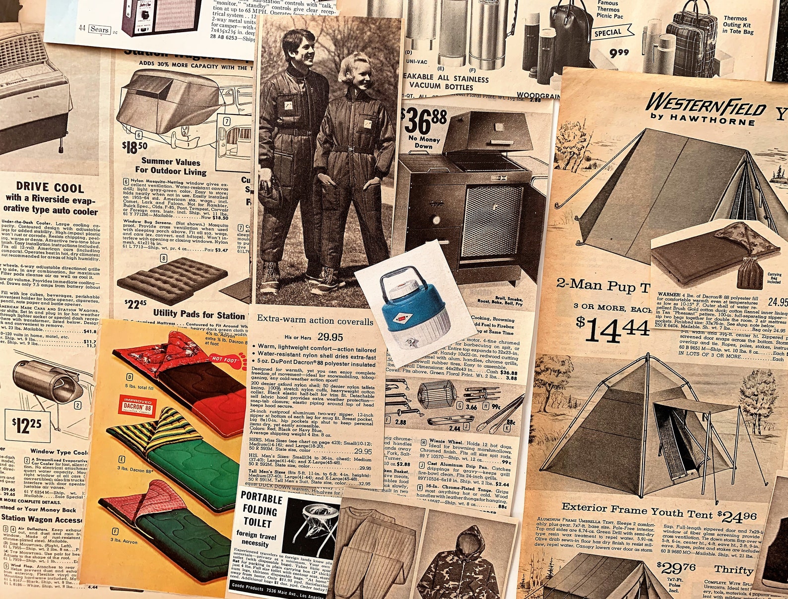 Vintage CAMPING Ephemera Collage Kit Paper Pack Mid Century Etsy